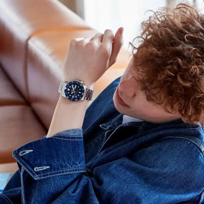 Seiko SBSA001 men's watch navy dial luminous markers stainless steel case