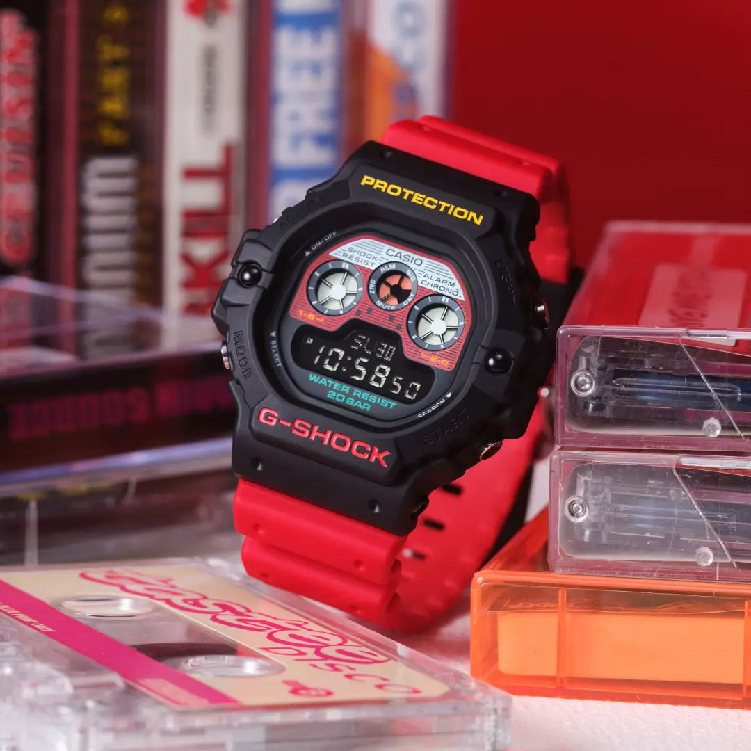 Casio G-Shock Digital DW-5900MT-1A4 "Mix Tape" Limited Edition Red Dial resin strap Men's Watch