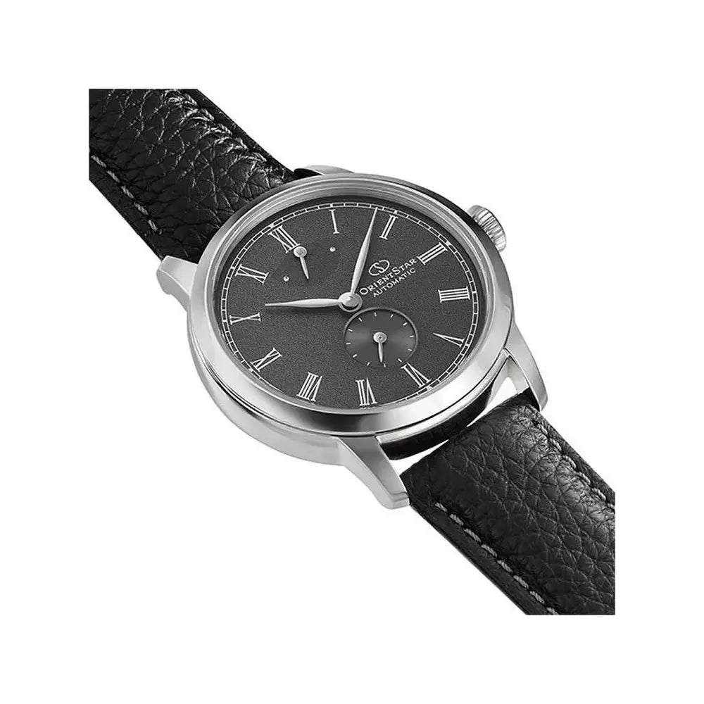 Orient Star RE-BS0003N00B men's watch gray dial leather strap front view
