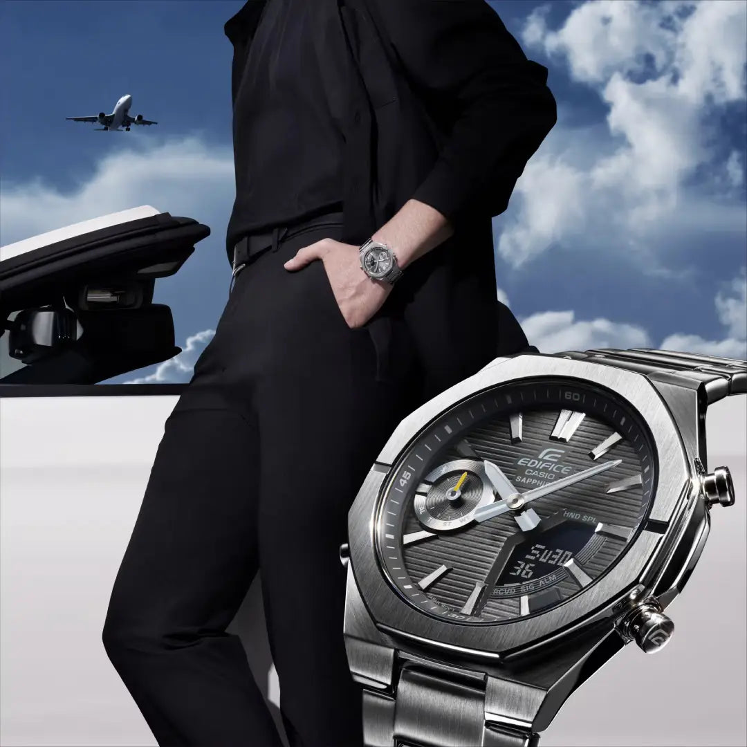 Casio Edifice Analog-Digital  ECB-S10D-8ADF Bluetooth Grey Dial Stainless Steel Men's Watch