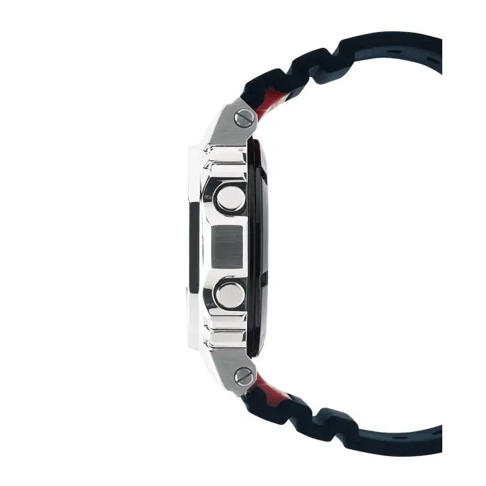 Casio G Shock GMW-B5000-1P Digital Full Metal Solar Bluetooth Silver And Black Digital Dial Resin Strap Men's Watch