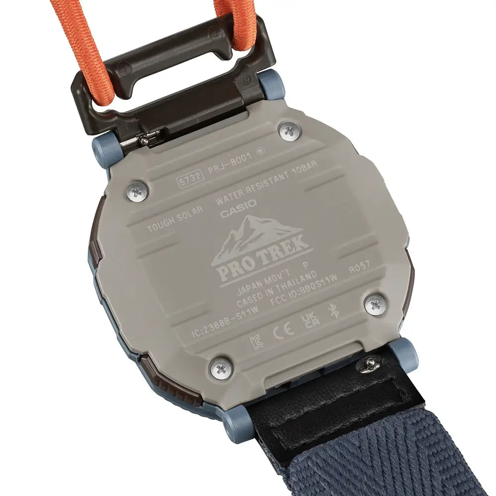 Casio ProTrek PRJ-B001B-2DR Analog-Digital Solar Bluetooth "Rotary Guard" Dusty Blue Dial Cloth Bungee Strap Men's Watch