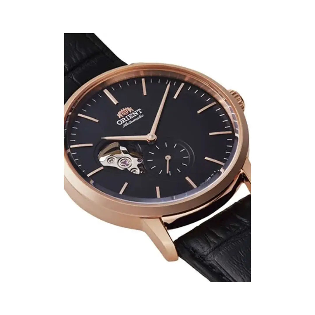 Orient Contemporary Open Heart RA-AR0103B30B  Black Dial Black Leather Strap Men's Watch