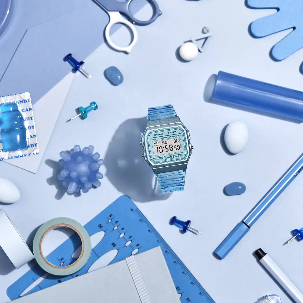 Casio Vintage Digital F-91WS-2DF Blue Dial Resin Strap Unisex Watch