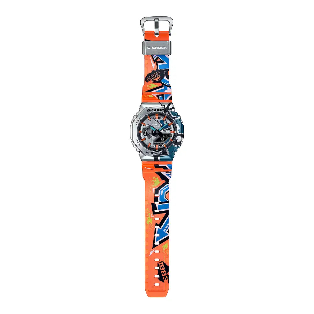 Casio G Shock GM-2100SS-1A "Rare" Metal-Covered Analog-Digital Silver Dial Resin Strap Men's Watch