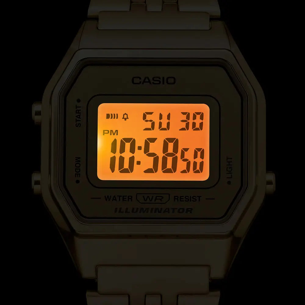 Casio Vintage Digital LA680WGA-9DF Gold Dial Stainless Steel Women's Watch