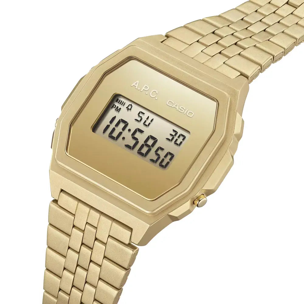 Casio Vintage Digital A1000ACG-9DR Gold Dial Stainless Steel Unisex Watch