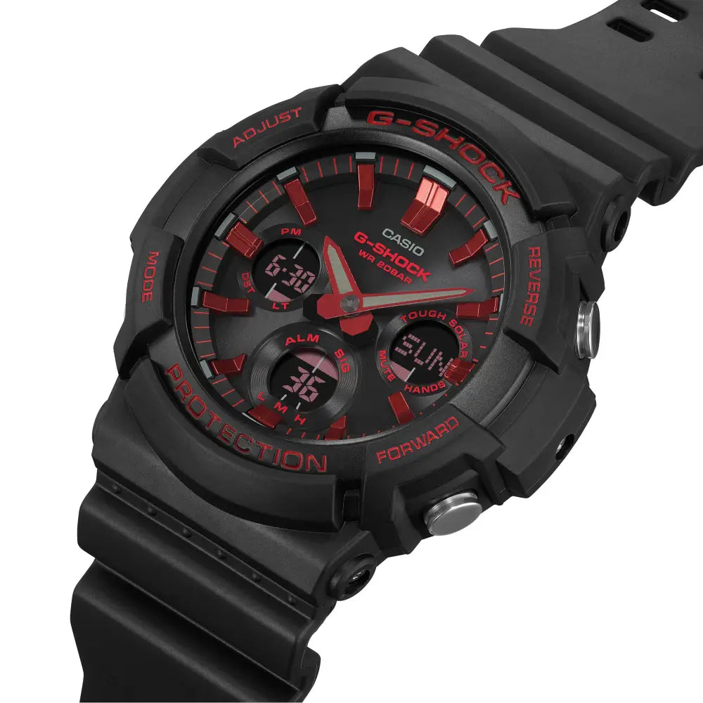 Casio G-Shock GAS-100BNR-1ADR resin strap detail view