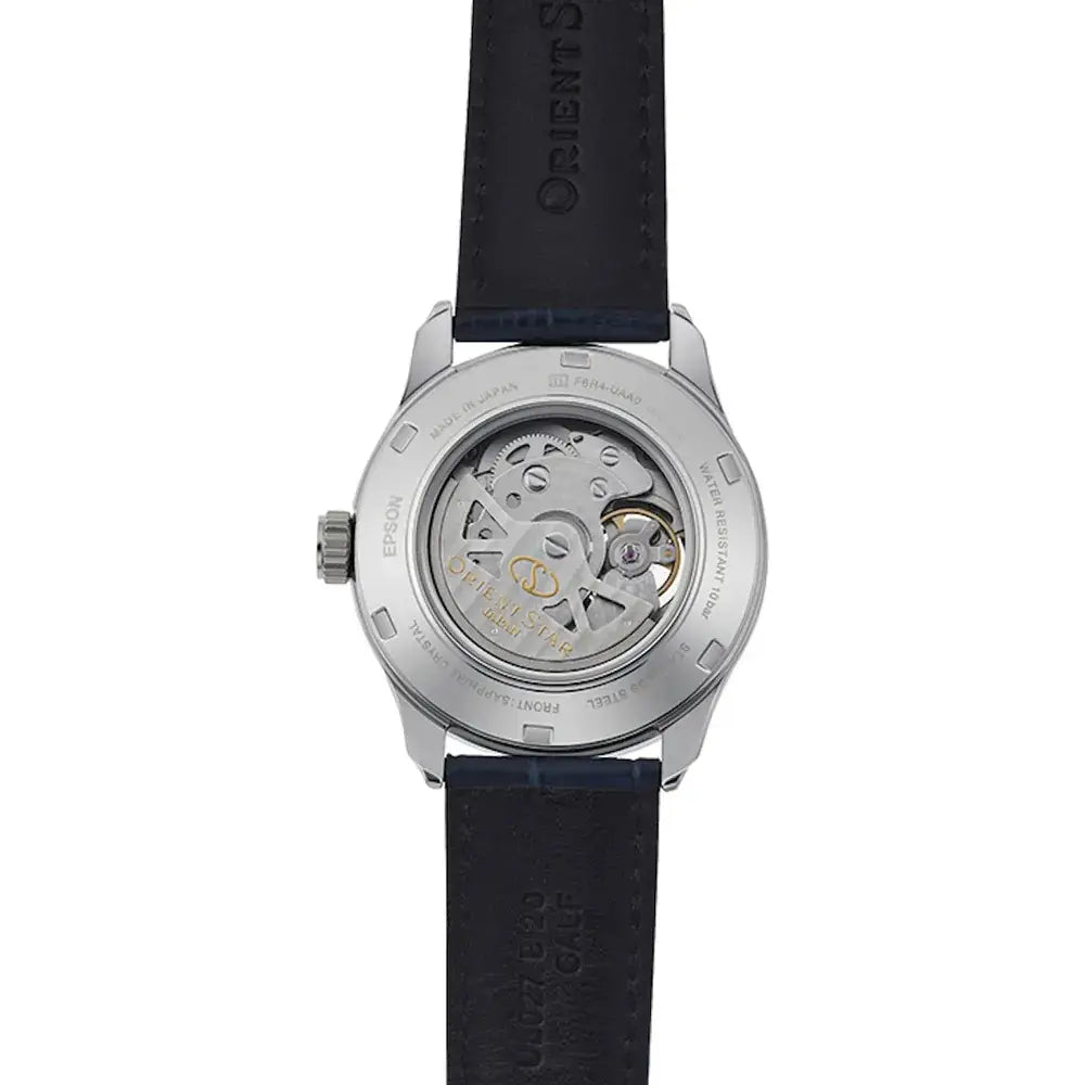 Orient Star RE-AT0006 Contemporary Automatic Power Reserve Blue Dial Leather Strap Men's Watch