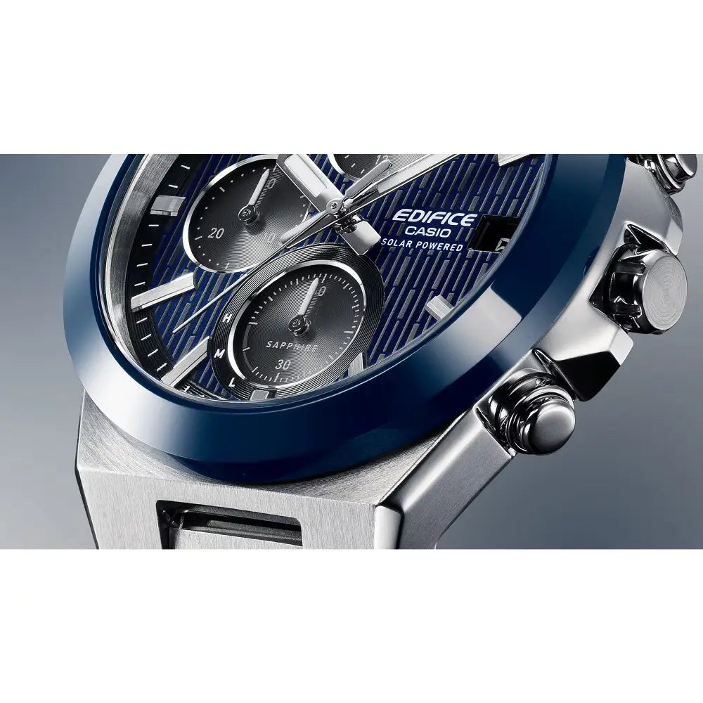 Casio Edifice EFS-S650D-2A men's blue dial ceramic bezel watch
