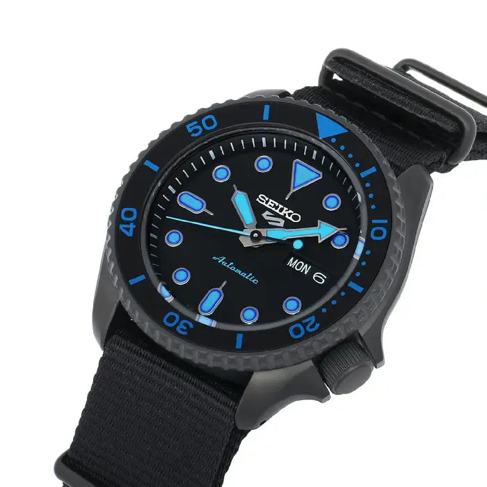 Seiko 5 Sports SRPD81K1 Rare Automatic Street Style Black Dial Nylon Strap Men's Watch