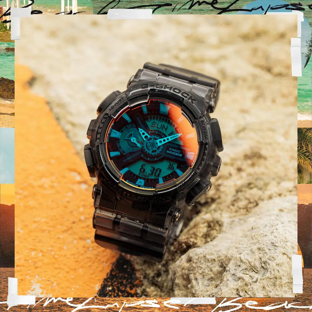 Casio G Shock GA-110TLS-8A Analog-Digital "Beach Time" Grey Dial Resin Strap Men's Watch