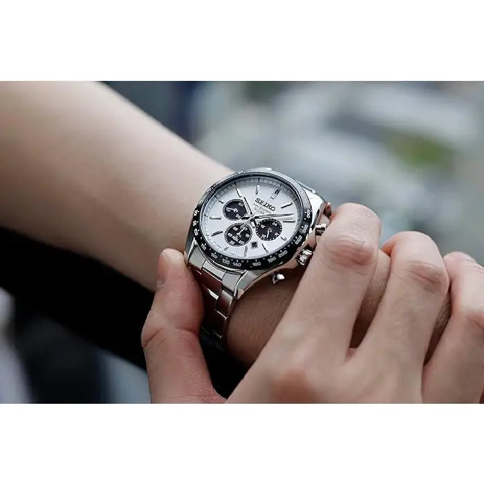 Seiko Selection Solar SBPY165 Chronograph "Panda" White Dial 42.2mm Stainless Steel Men's Watch