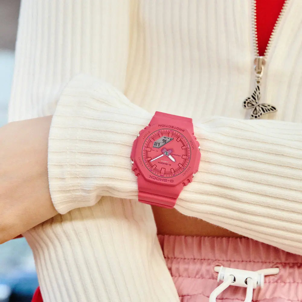 Casio G Shock GMA-P2100-4A S-Series Analog-Digital Bright Pink Dial Resin Strap Women's Watch