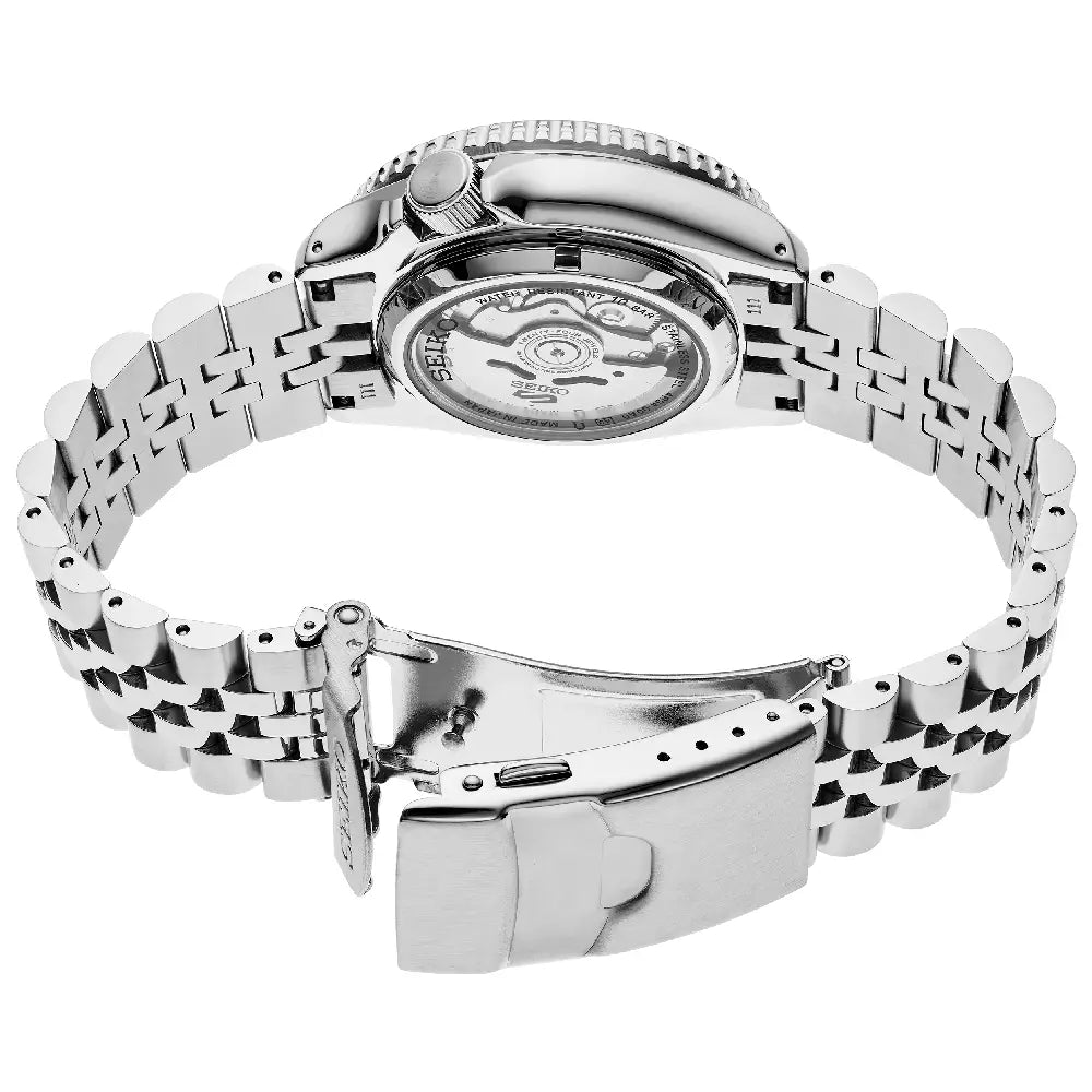 Seiko SSK021J1 watch transparent caseback automatic movement SKX GMT rear view