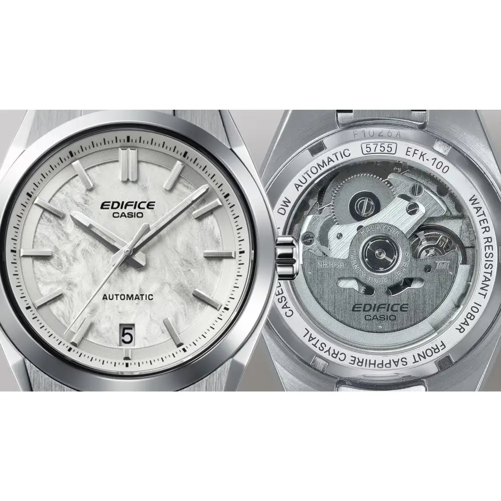 Casio Edifice Automatic EFK-100YD-7A White Texture Dial 39mm Stainless Steel Men's Watch