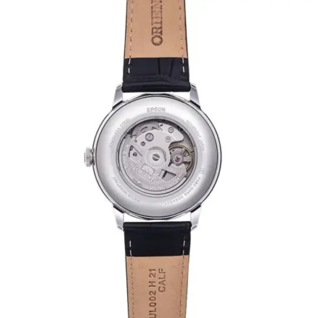 Orient Automatic RA-AK0802S Bambino Sun & Moon White Dial Leather Strap Men's Watch