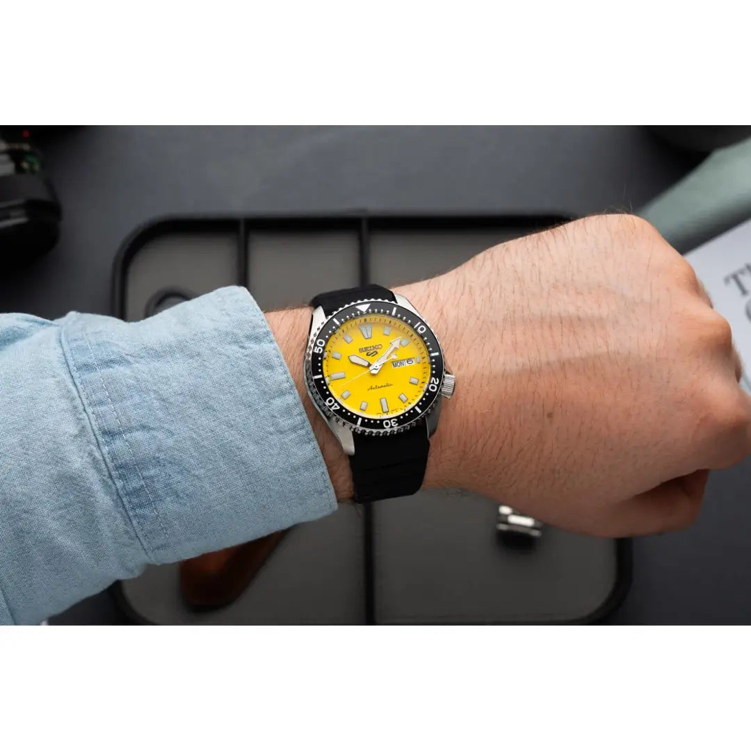 Seiko 5 Sports SKX Series SRPL87 Yellow Dial Rubber Strap Automatic Men's Watch