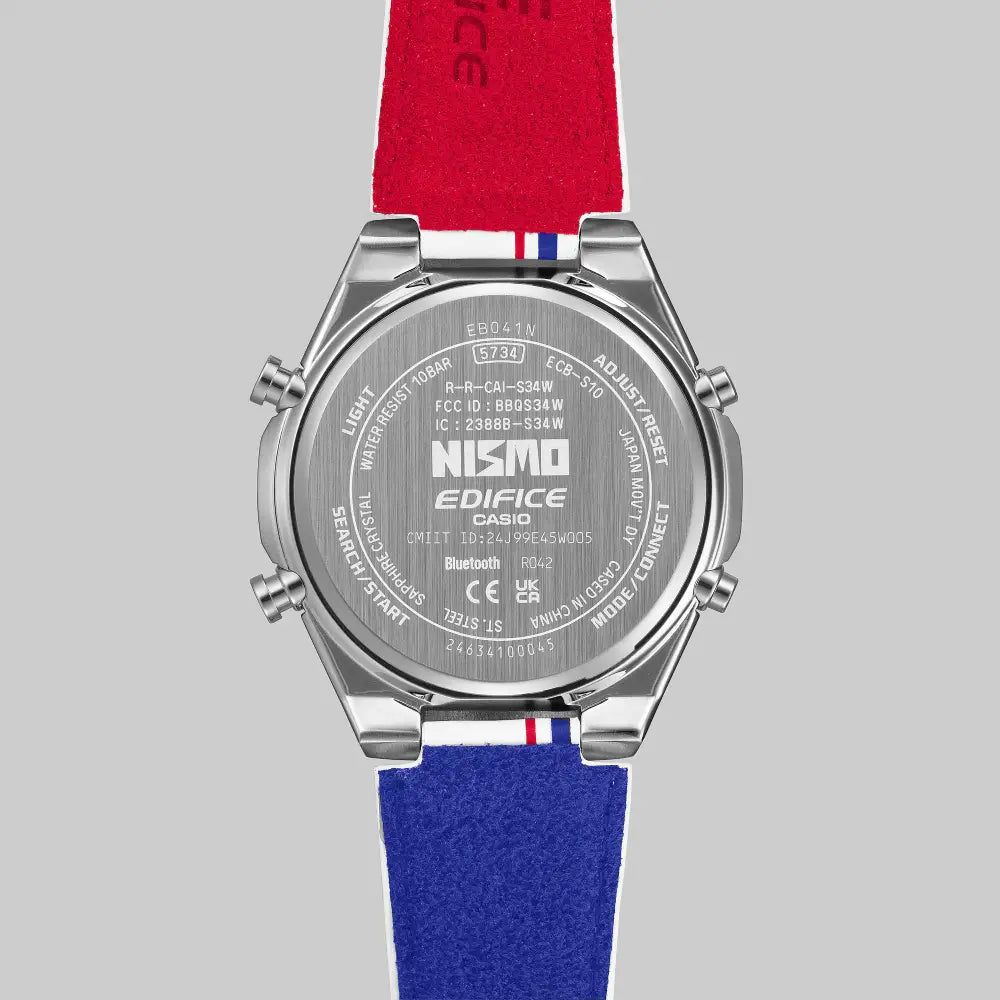 Casio Edifice Limited Edition "NISMO Heritage" ECB-S10NIS-7 Analog-Digital Solar Bluetooth White Dial 43mm Leather Strap Men's Watch