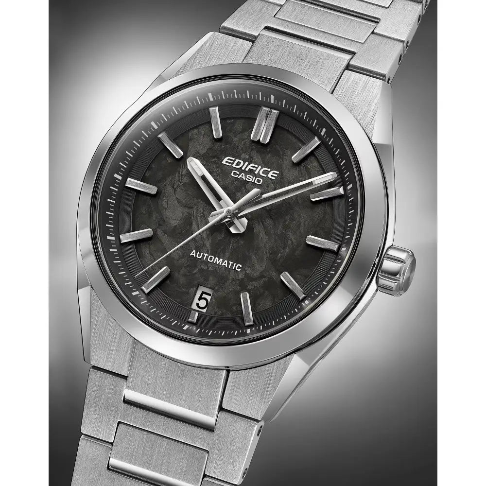 Casio Edifice Automatic EFK-100CD-1ADR Black Forged Carbon Dial Stainless Steel Men's Watch