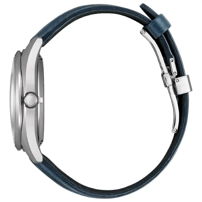 Citizen NB1060-12L men's mechanical watch blue dial leather strap