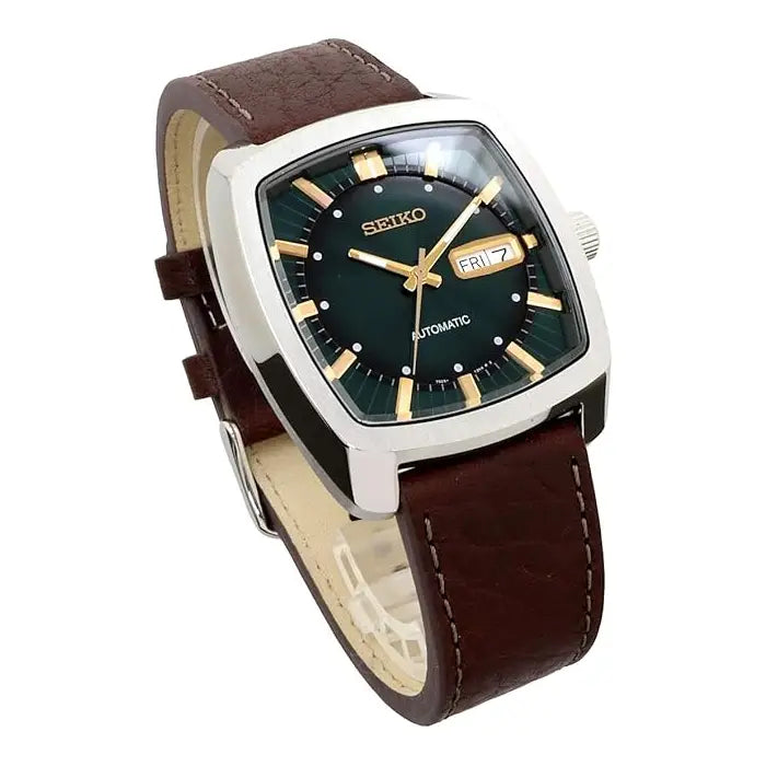Seiko Recraft SNKP27 Automatic Green Dial Leather Strap Men's Watch