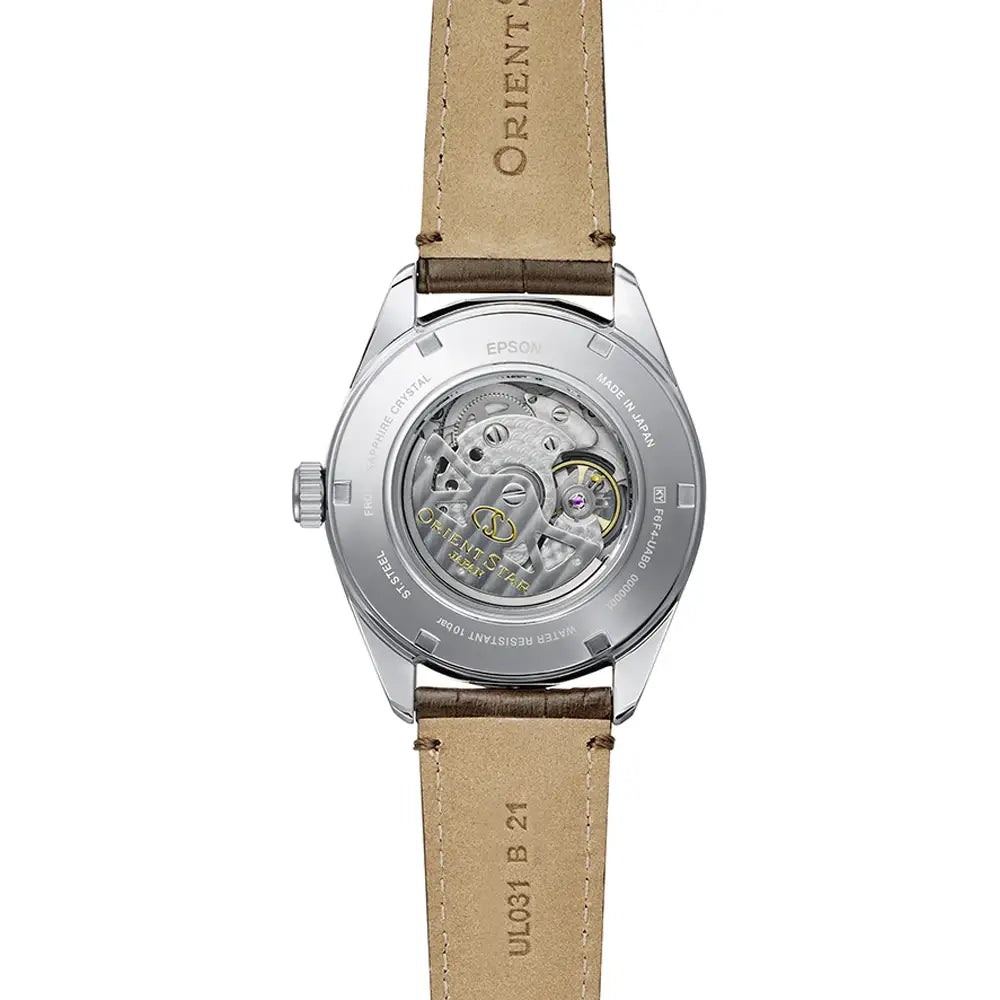 Orient Star RE-AV0139Y00B watch caseback automatic movement view