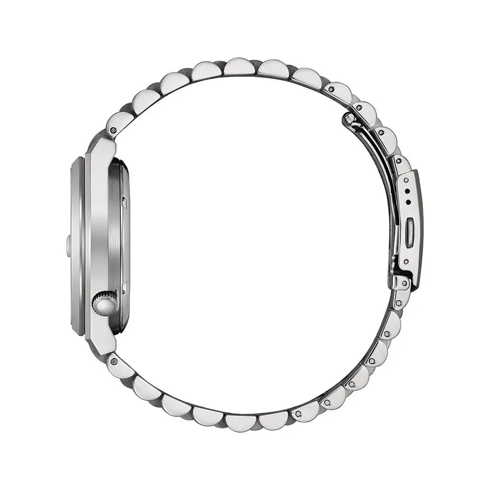 Citizen NJ0157-81L stainless steel bracelet blue dial watch detail