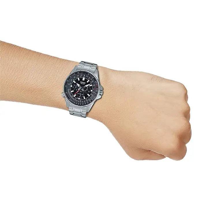 Casio Enticer MTP-SW320D-1AVDF Multi-Hand Analog Black Dial Stainless Steel Men's Watch