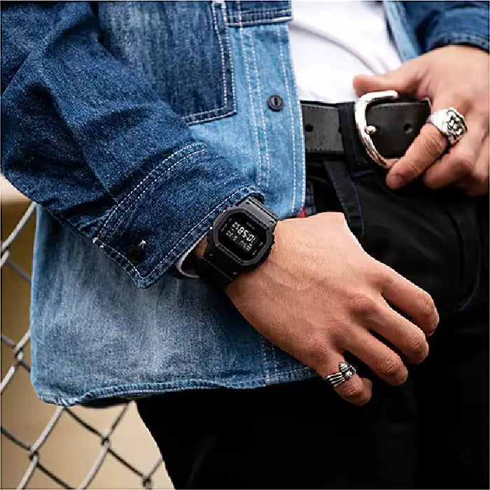 Casio G Shock DW-5600BB-1 blackout resin strap digital watch