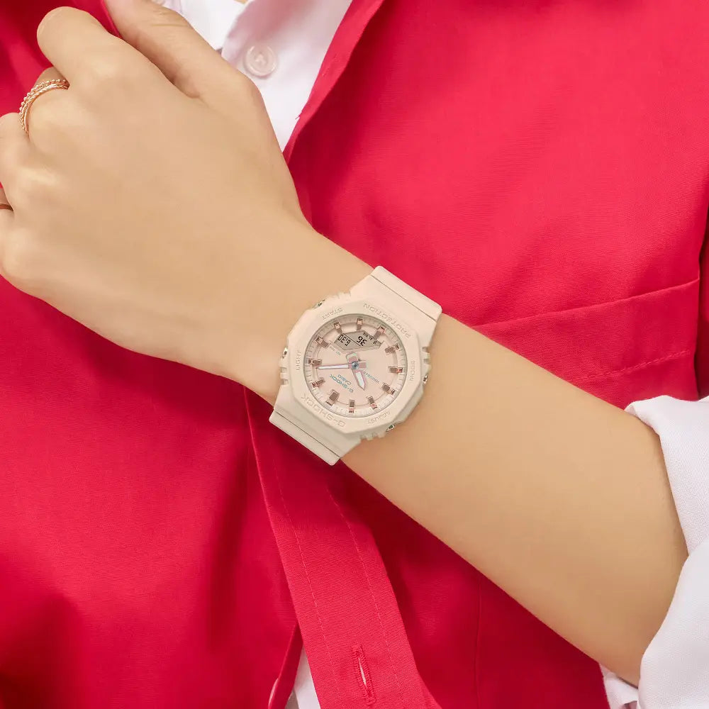Casio G Shock Analog-Digital "Compact CasiOak" GMA-P2100M-4A Beige Pink Dial Resin Strap Women's Watch