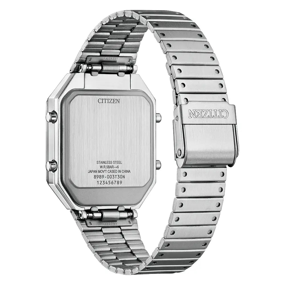 Citizen JG2120-73L stainless steel caseback detail men's watch
