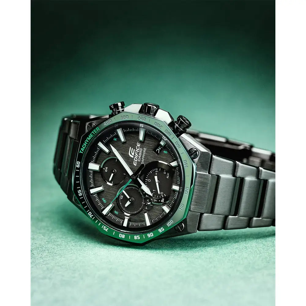 Casio Edifice EQB-1100XDC-1A green dial slim chronograph stainless steel men's watch