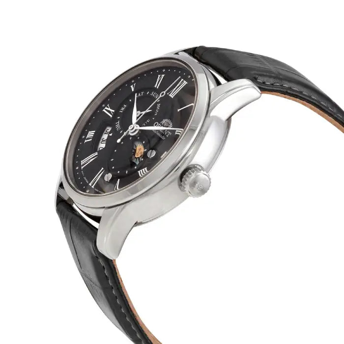 Orient "Sun & Moon Version 3" RA-AK0010B Black Dial 42.5mm Leather Strap Men's Watch