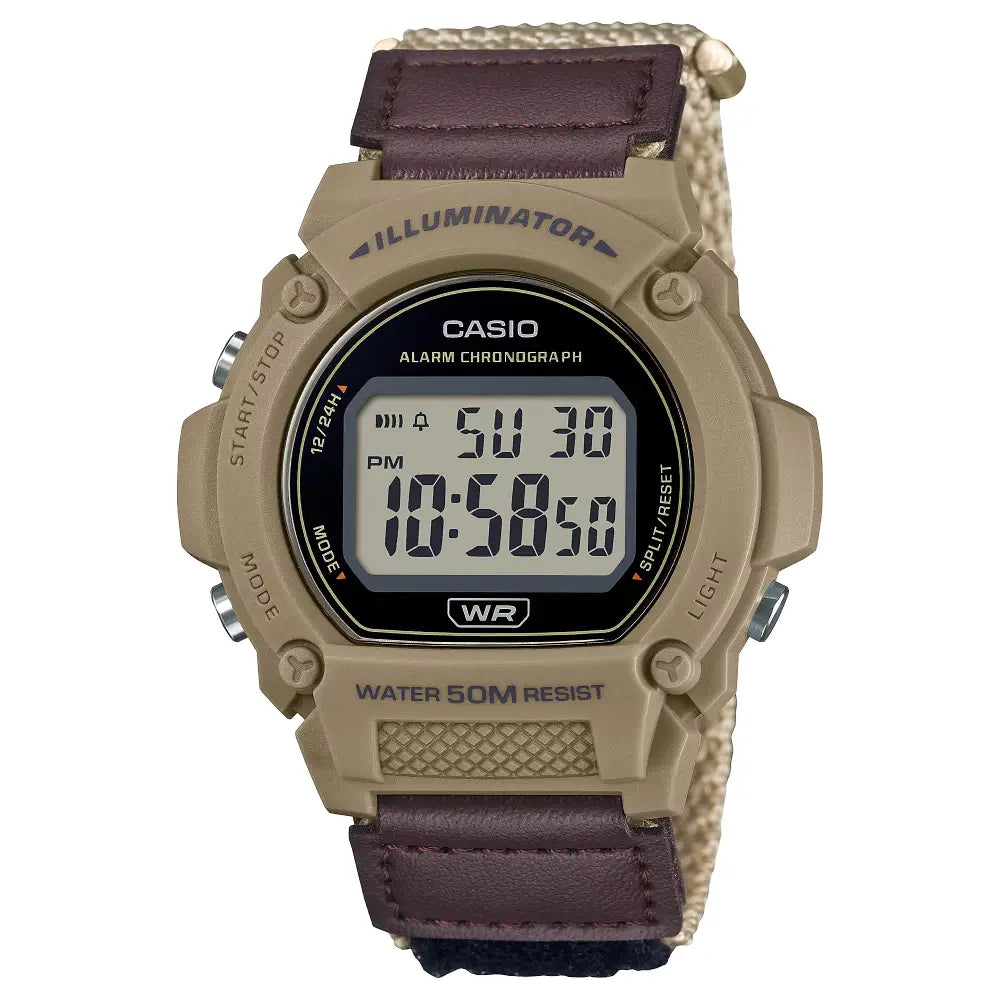 Casio Digital W-219HB-5AVDF Black Display Dial Cloth Strap Men's Watch