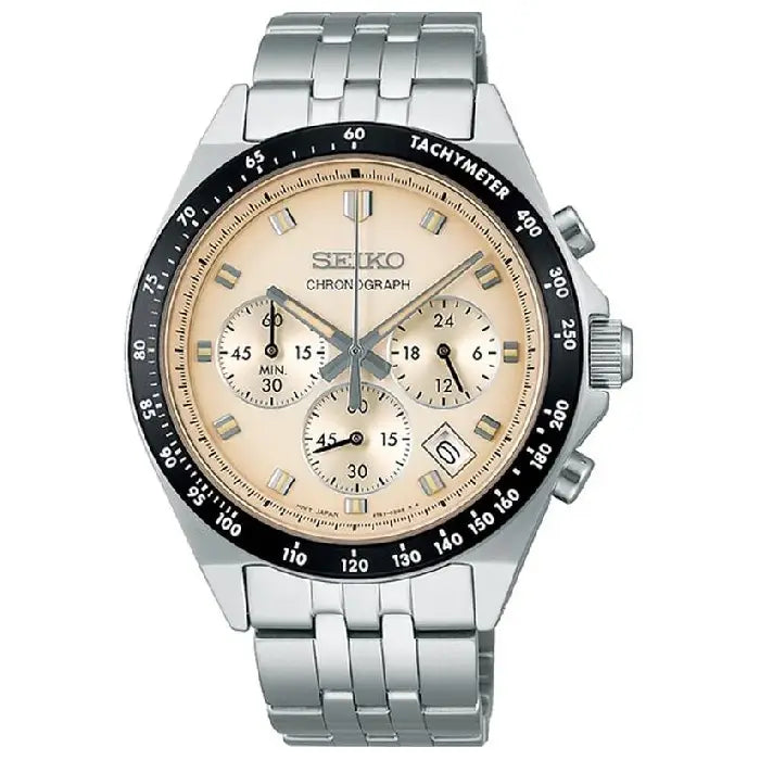Seiko Selection Chronograph SBTR045 Quartz "Neo Vintage" Beige Dial 41mm Stainless Steel Men's Watch