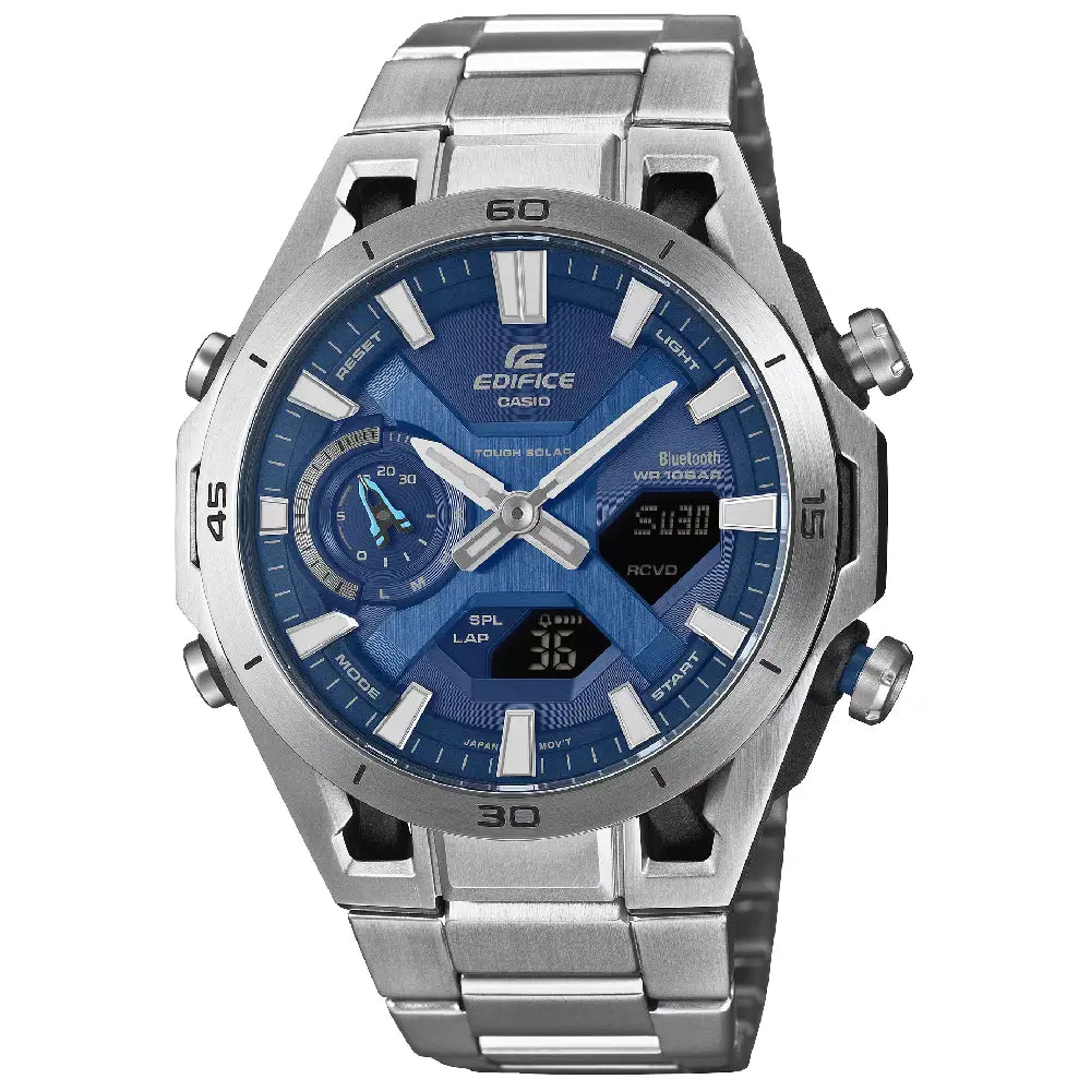 Casio Edifice ECB-2300D-2A blue dial 46mm stainless steel men's watch