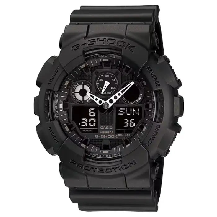 Casio G Shock GA-100-1A1DR Analog-Digital "Dark Knight" Black Dial 51.2mm Resin Strap Men's Watch