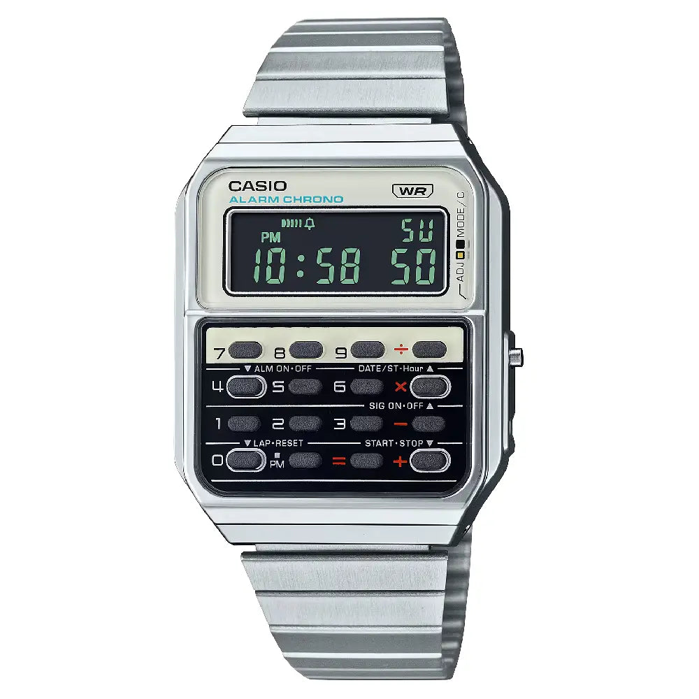 Casio Vintage Digital CA-500WE-7BDF Silver Dial Stainless Steel Unisex Watch