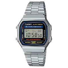 Casio Vintage Digital A168WA-1WDF Black Dial Stainless Steel Unisex Watch