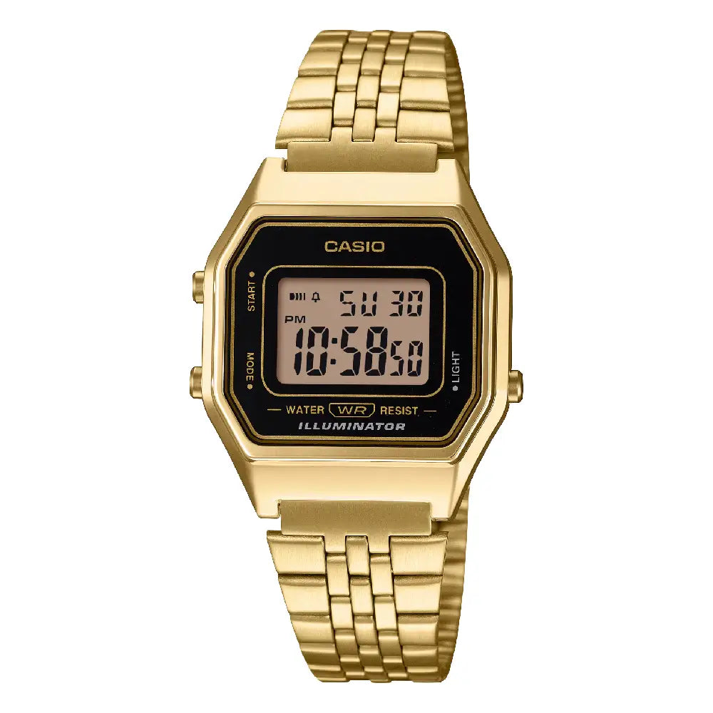 Casio Vintage Digital LA680WGA-1DF Black Dial Stainless Steel Women's Watch