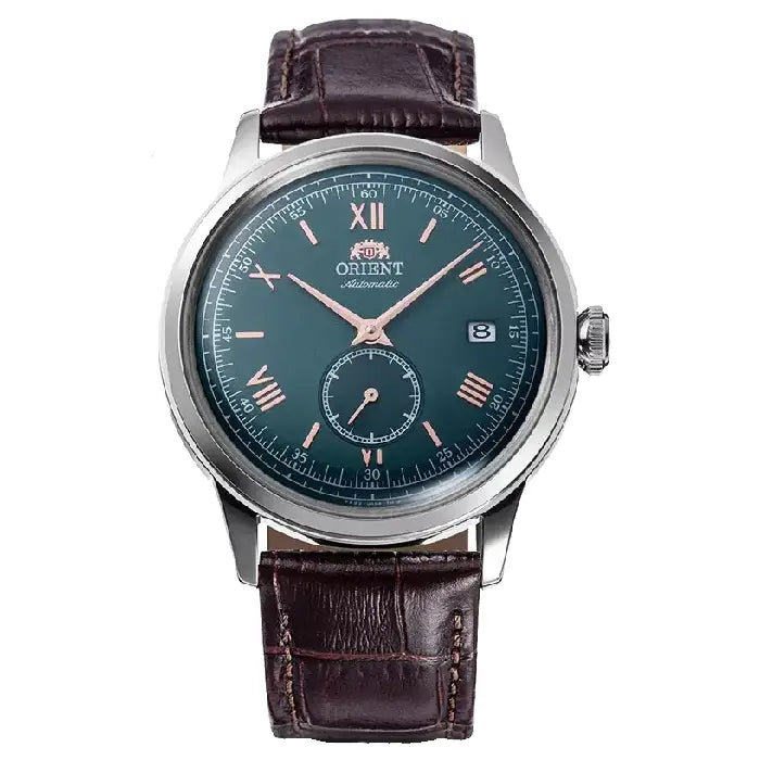 Orient Bambino Small Seconds RA-AP0102E30B 38.4mm Green Dial Leather Strap Men's Watch