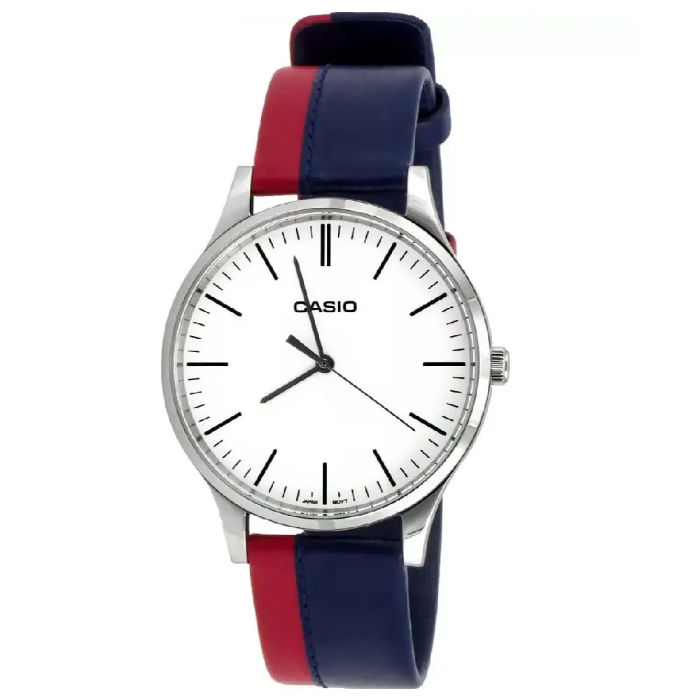 Casio Classic Analog "Perfect Duo" MTP-E133L-2EVDF White Dial Two-Tone Leather Strap Men's Watch