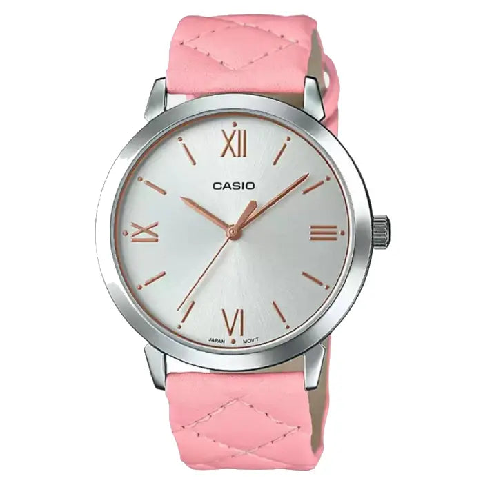 Casio Enticer Ladies Analog LTP-E153L-4ADF Silver Dial Leather Strap Women's Watch