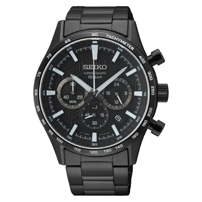 Seiko Sport SSB415P1 Quartz Chronograph Black Dial Stainless Steel Men's Watch