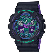 Casio G-Shock GA-100BL-1 retro sport black purple dial 51.2mm resin strap men’s watch