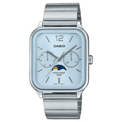 Casio Enticer MTP-M305D-2AVDF Multi-Hand Moon Phase Analog Blue Dial Stainless Steel Men's Watch
