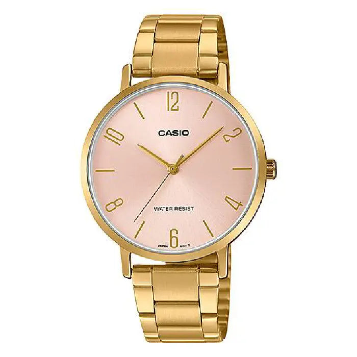 Casio Standard LTP-VT01G-4B Pink Dial 34mm Gold Tone Stainless Steel Women's Watch