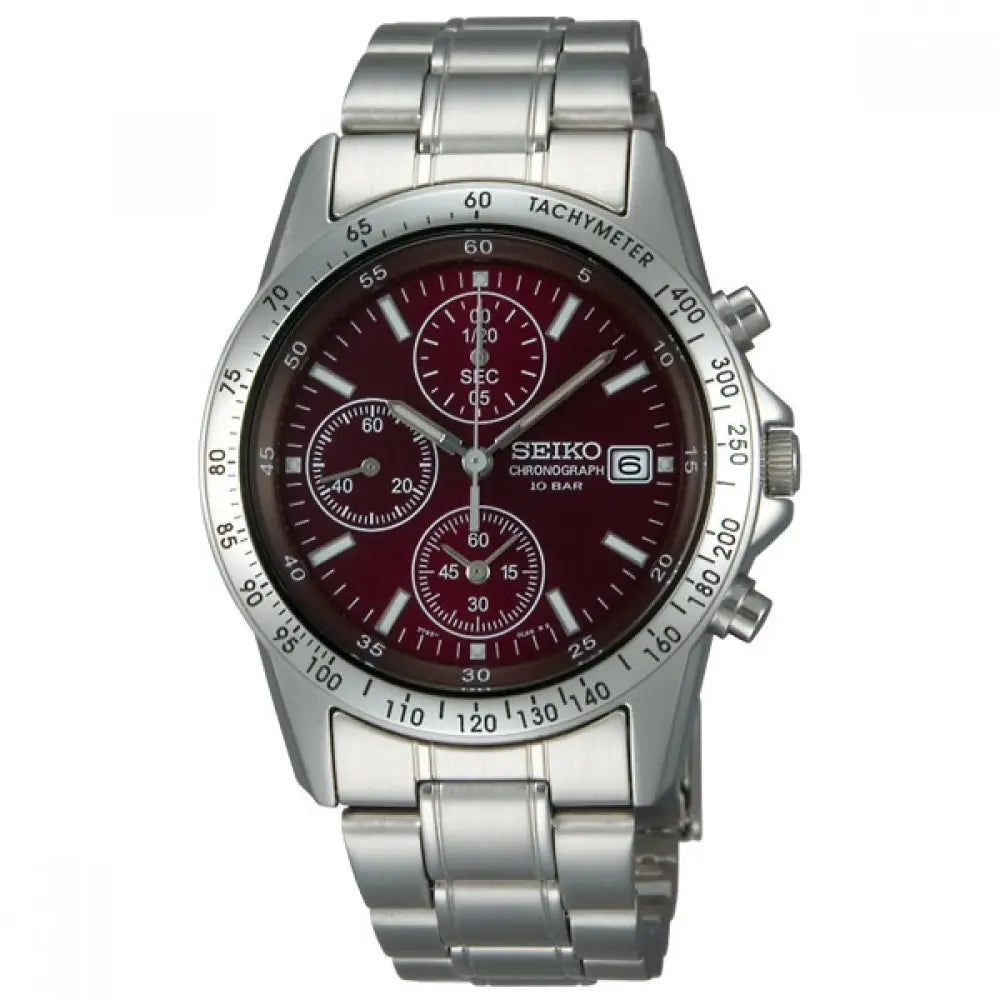 Seiko Spirit SBTQ045 Chronograph Quartz Red Dial 38.5mm Stainless Steel Men's Watch