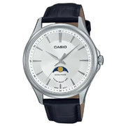 Casio Enticer MTP-M100L-7AVDF Moon Phase Analog White Dial Leather Strap Men's Watch